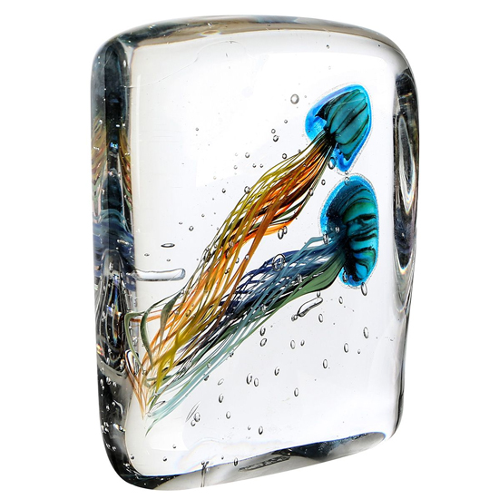 Paperweight Glass Medusa Design Sculpture In Blue And Orange