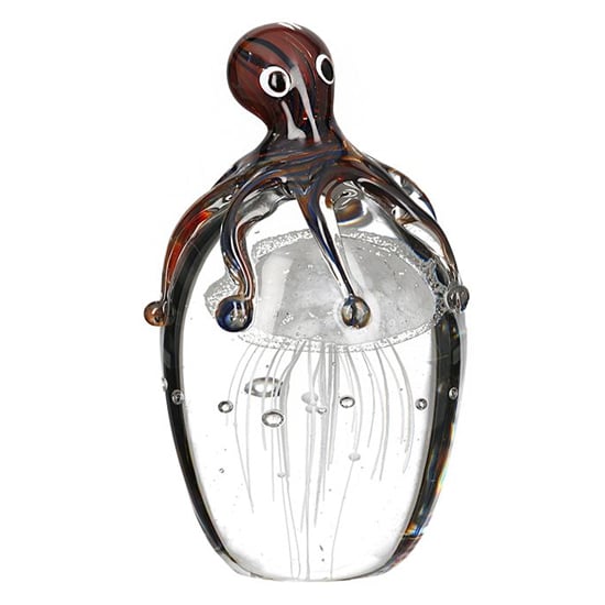 Read more about Paperweight glass octopus design sculpture in brown and clear