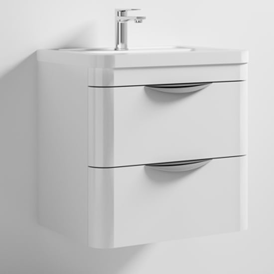 Product photograph of Paradox 60cm Wall Vanity With Ceramic Basin In Gloss White from Furniture in Fashion