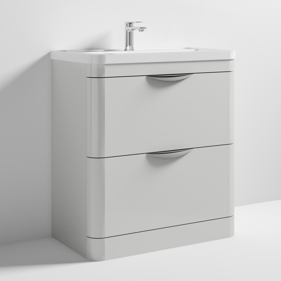 Read more about Paradox 80cm floor vanity with ceramic basin in gloss grey mist