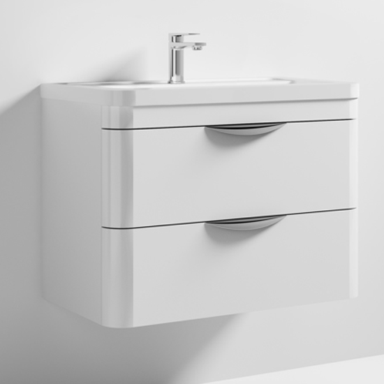 Read more about Paradox 80cm wall vanity with ceramic basin in gloss white