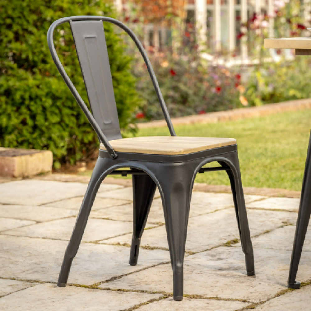 Paralia Outdoor Natural Wooden Dining Chairs In Pair