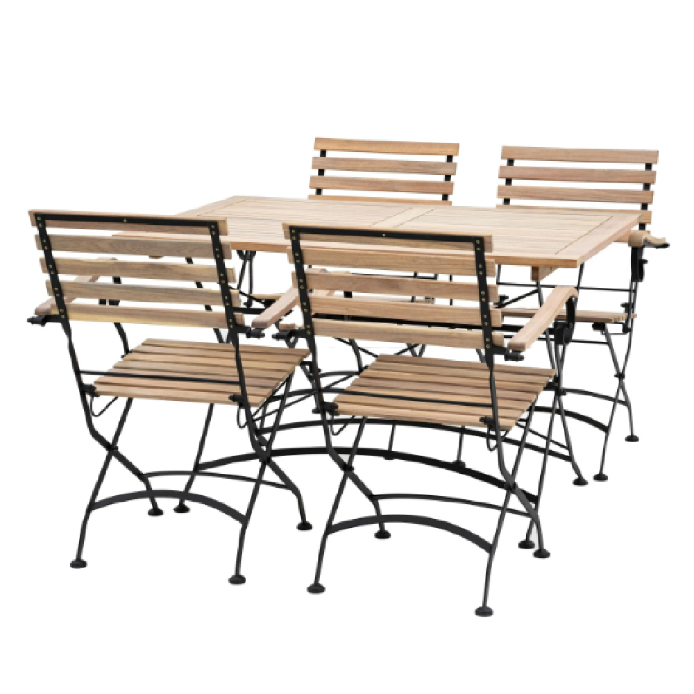Paralia Outdoor Wooden Folding Dining Set In Natural