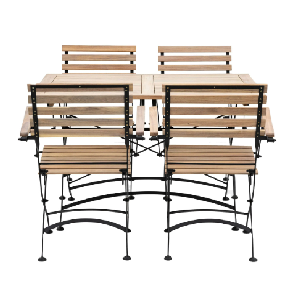 Paralia Outdoor Wooden Folding Dining Set In Natural