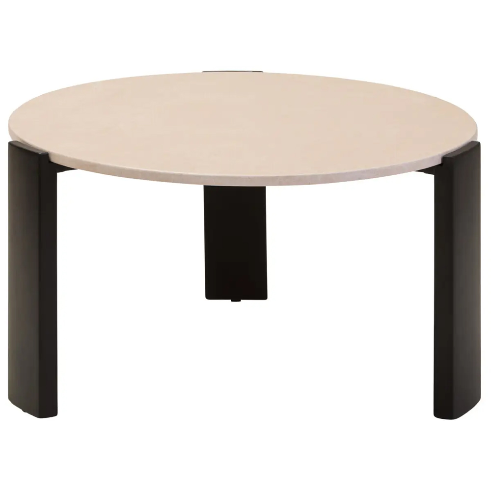 Paramus Large Cream Marble Top Coffee Table With Wooden Legs