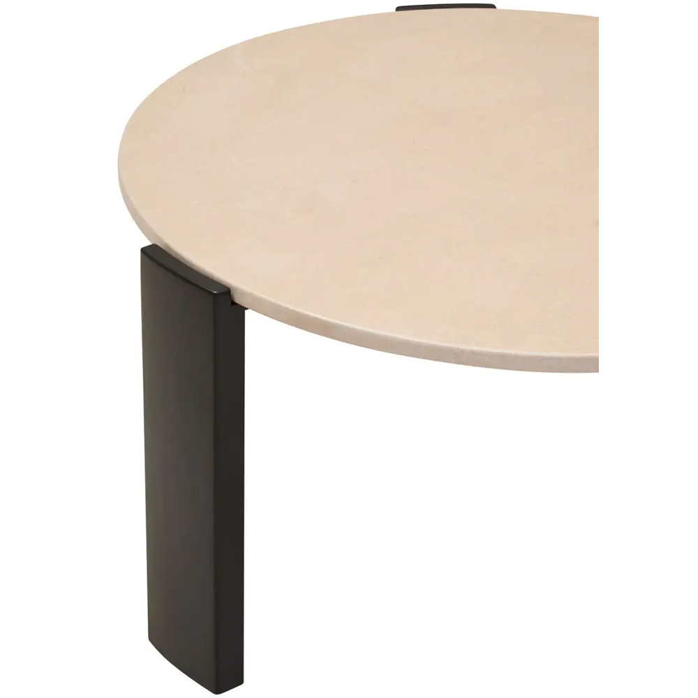 Paramus Large Cream Marble Top Coffee Table With Wooden Legs