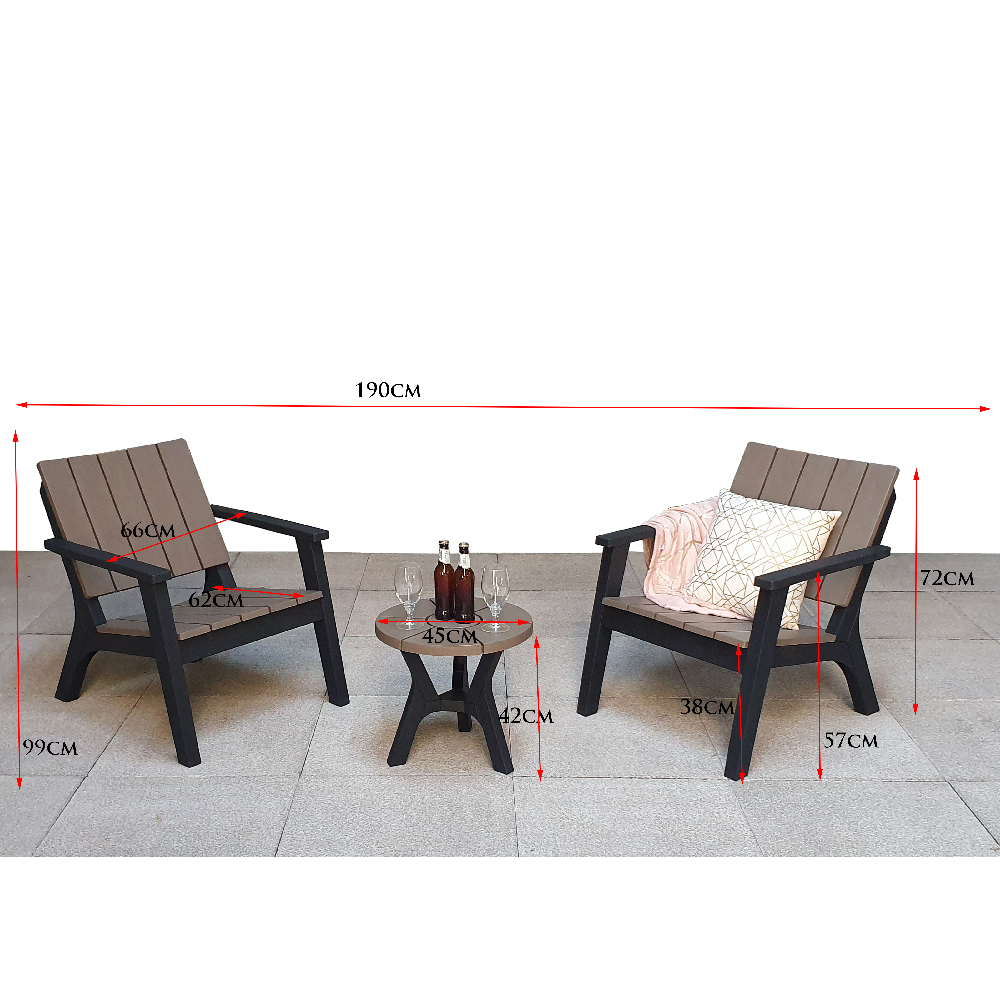 Paramus Plastic Garden Lounge Set In Black And Grey
