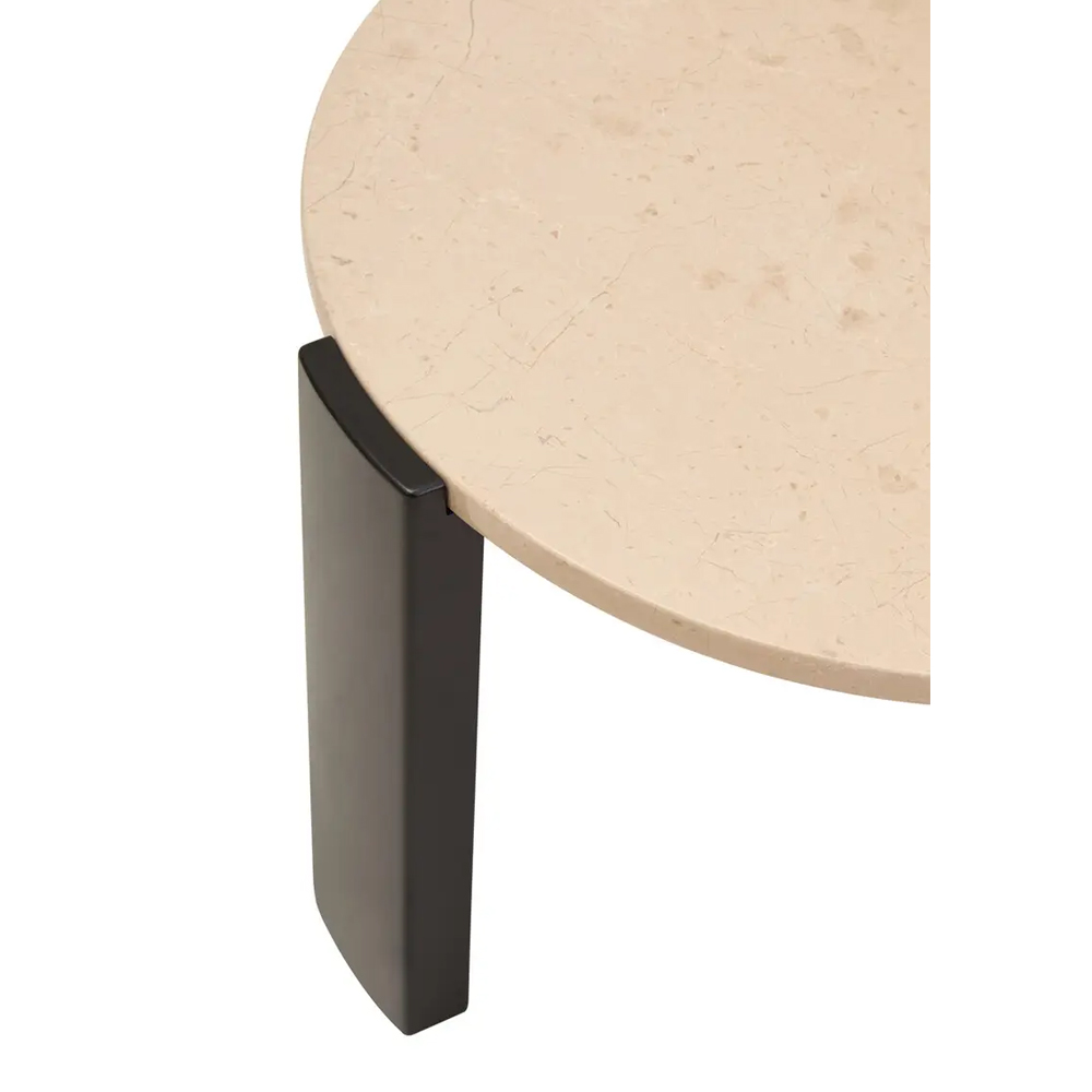 Paramus Small Cream Marble Top Coffee Table With Wooden Legs