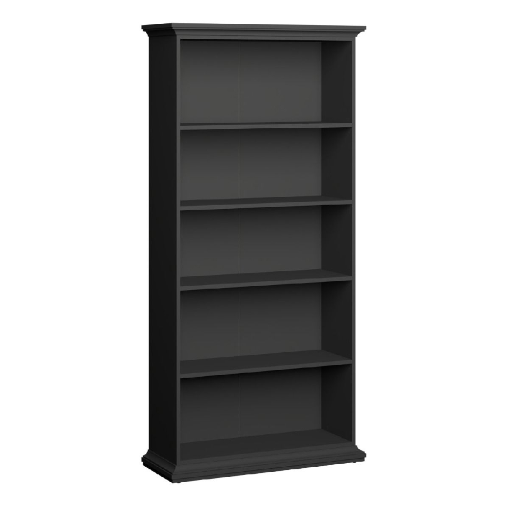 Parayo Wooden Bookcase With 4 Shelves In Matt Grey