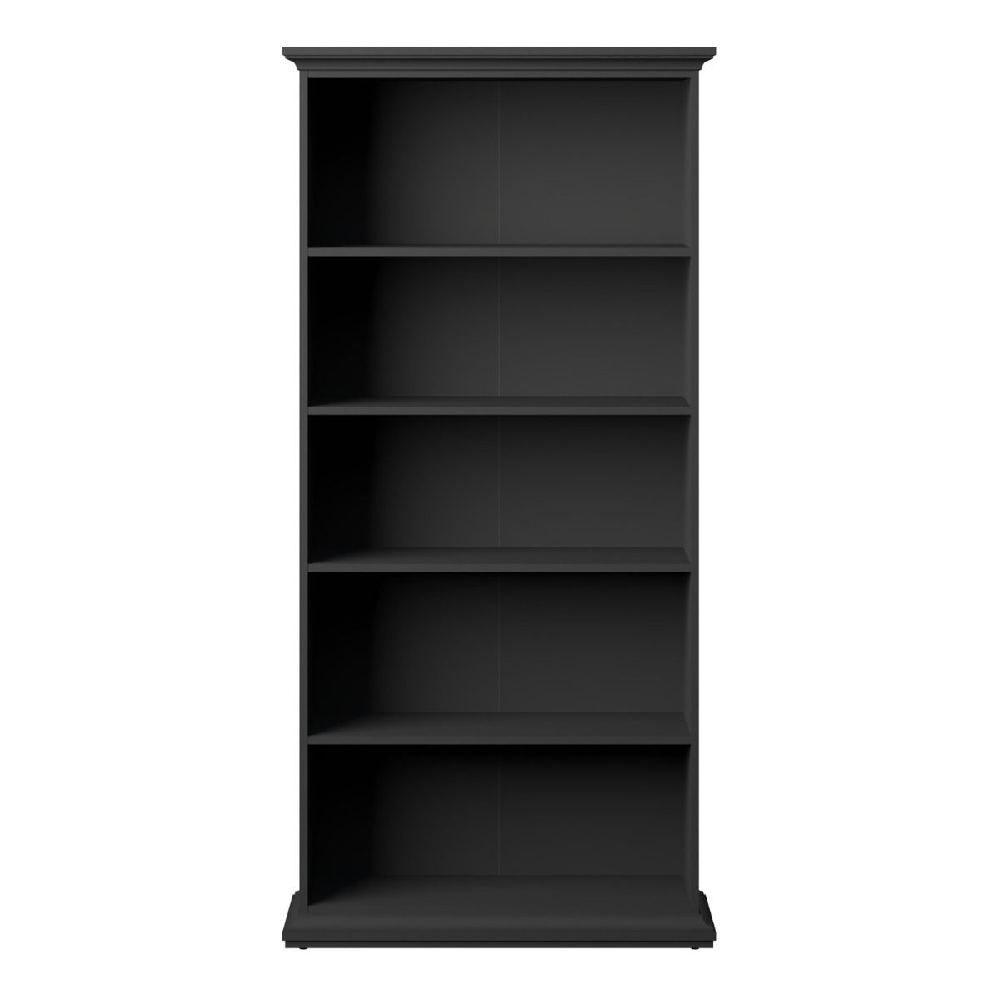 Parayo Wooden Bookcase With 4 Shelves In Matt Grey