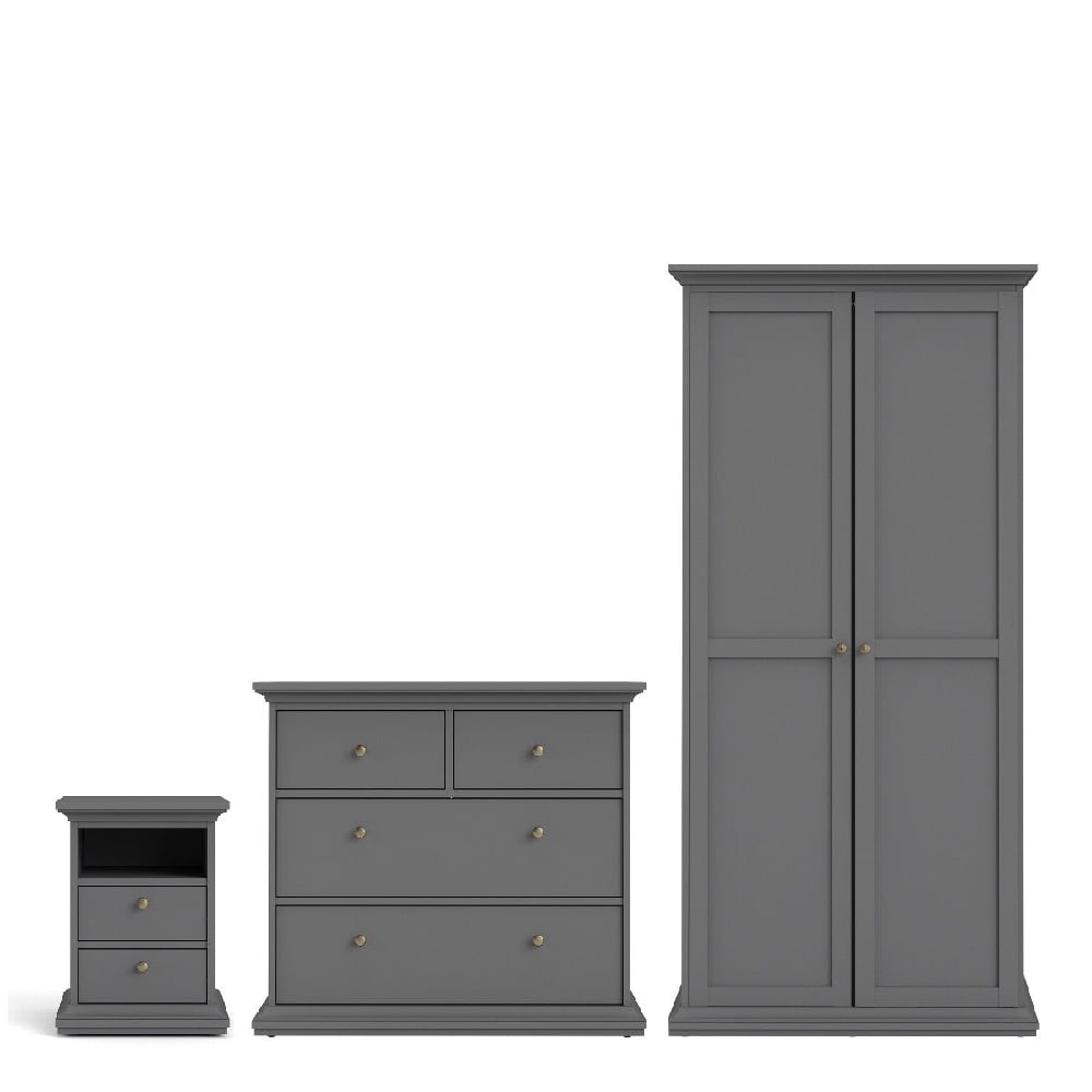 Read more about Parayo wooden furniture set with 2 doors wardrobe in matt grey