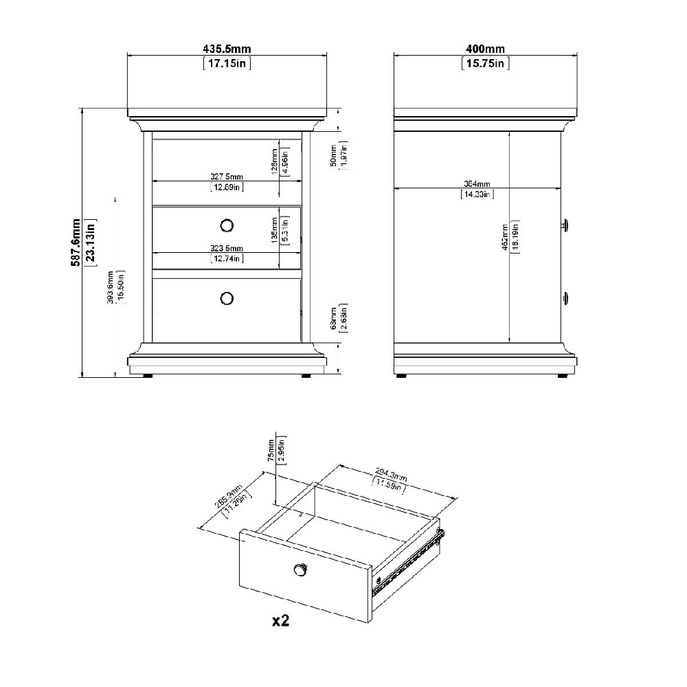 Parayo Wooden Furniture Set With 2 Doors Wardrobe In White
