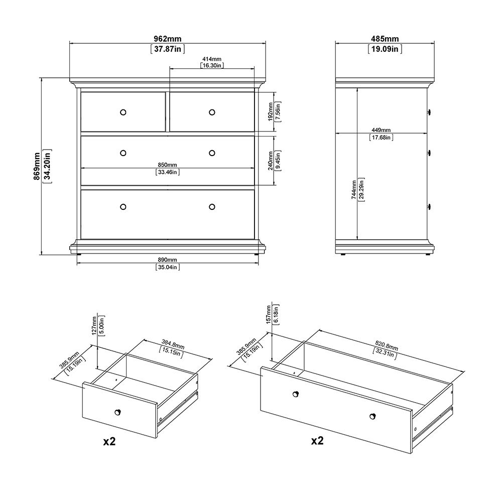 Parayo Wooden Furniture Set With 2 Doors Wardrobe In White