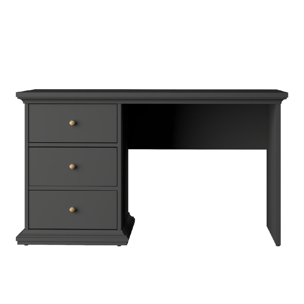 Parayo Wooden Laptop Desk With 3 Drawers In Matt Grey