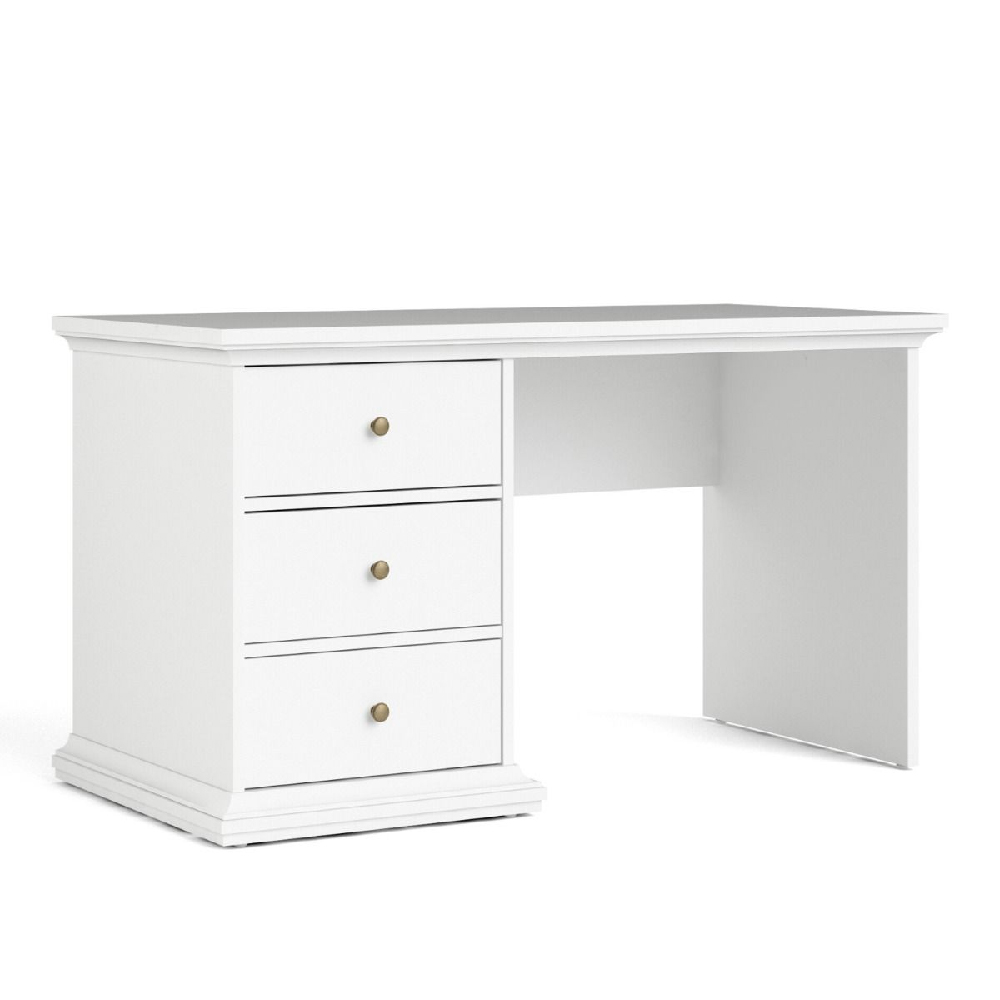 Parayo Wooden Laptop Desk With 3 Drawers In White