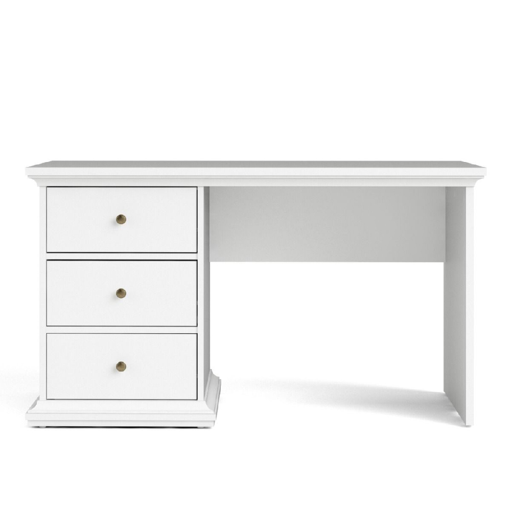 Parayo Wooden Laptop Desk With 3 Drawers In White