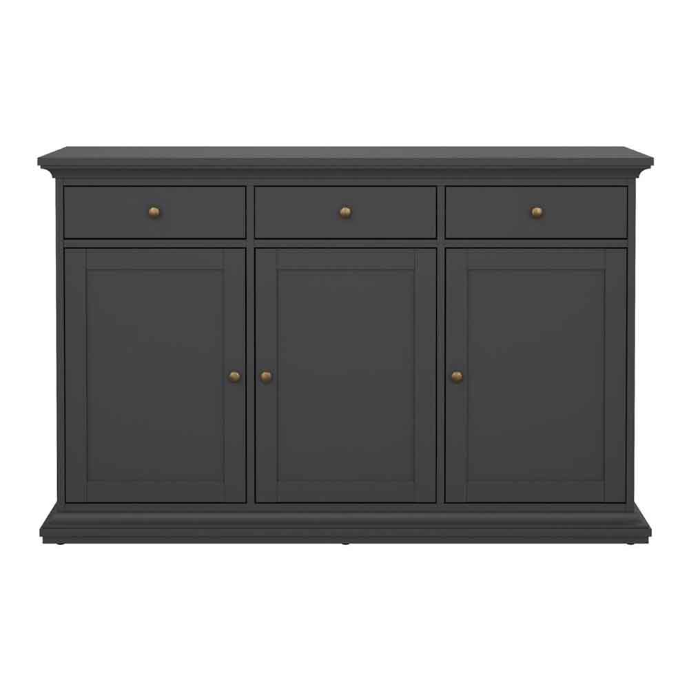 Parayo Wooden Sideboard With 3 Doors 3 Drawers In Matt Grey