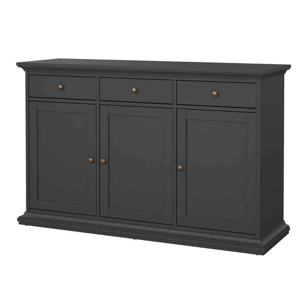Parayo Wooden Sideboard With 3 Doors 3 Drawers In Matt Grey