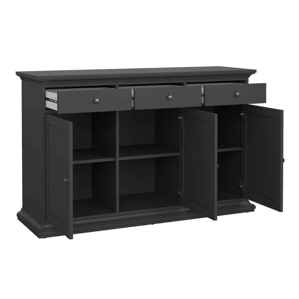Parayo Wooden Sideboard With 3 Doors 3 Drawers In Matt Grey