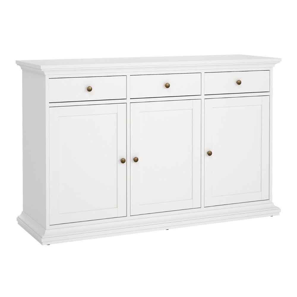 Parayo Wooden Sideboard With 3 Doors 3 Drawers In White