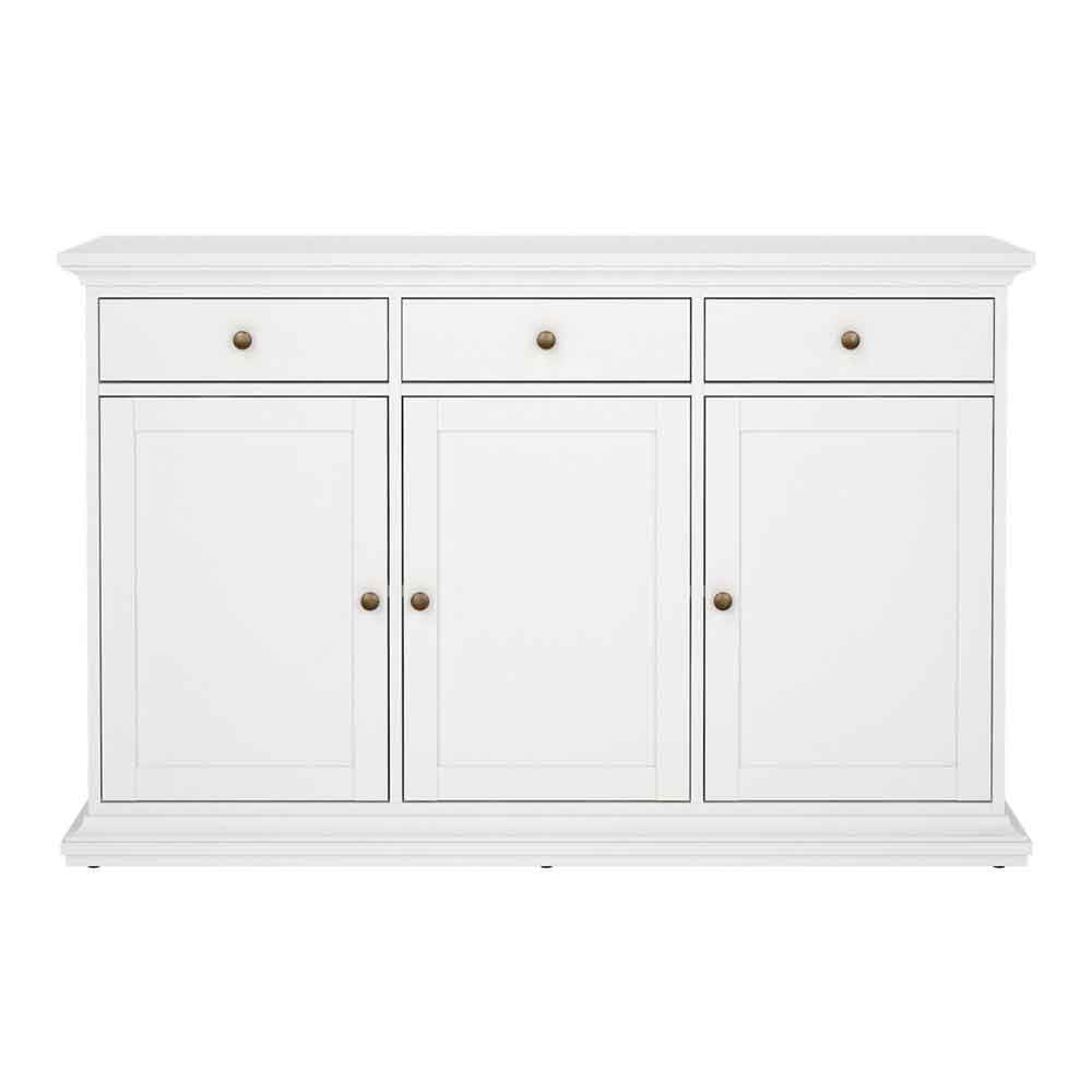 Parayo Wooden Sideboard With 3 Doors 3 Drawers In White