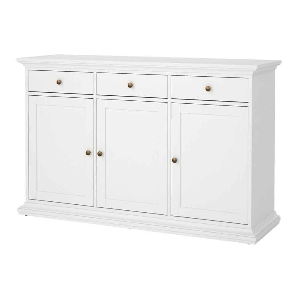 Parayo Wooden Sideboard With 3 Doors 3 Drawers In White
