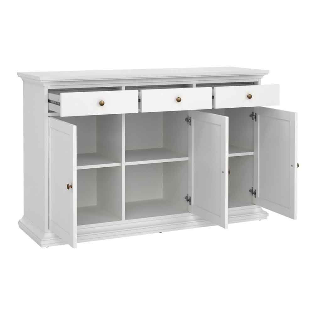 Parayo Wooden Sideboard With 3 Doors 3 Drawers In White