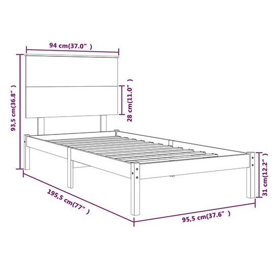 Parees Solid Pinewood Single Bed In White