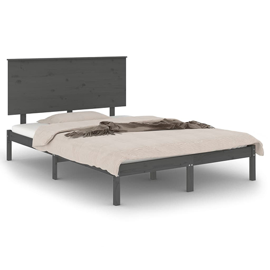 Parees Solid Pinewood Small Double Bed In Grey_2