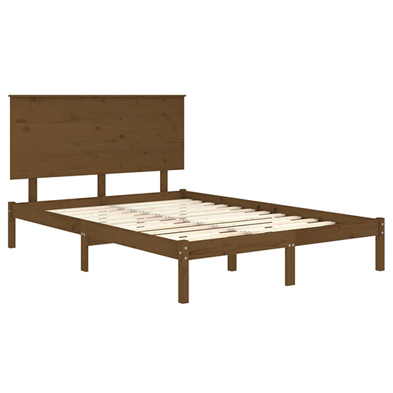 Parees Solid Pinewood Small Double Bed In Honey Brown_3
