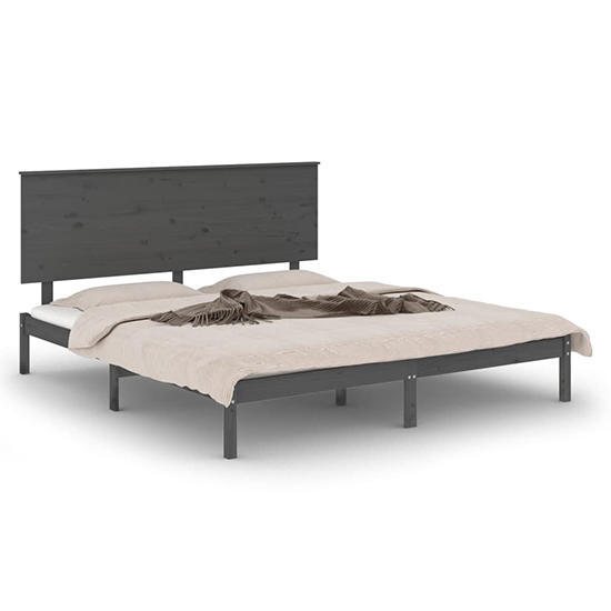 Parees Solid Pinewood Super King Size Bed In Grey_2
