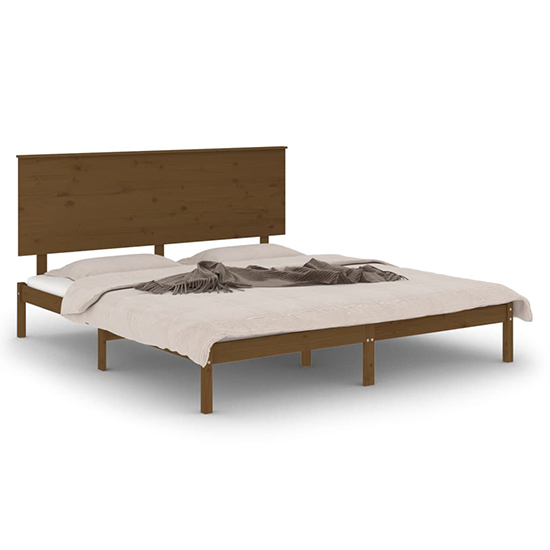 Parees Solid Pinewood Super King Size Bed In Honey Brown_2