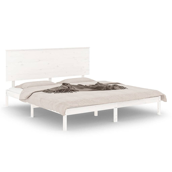 Parees Solid Pinewood Super King Size Bed In White_2