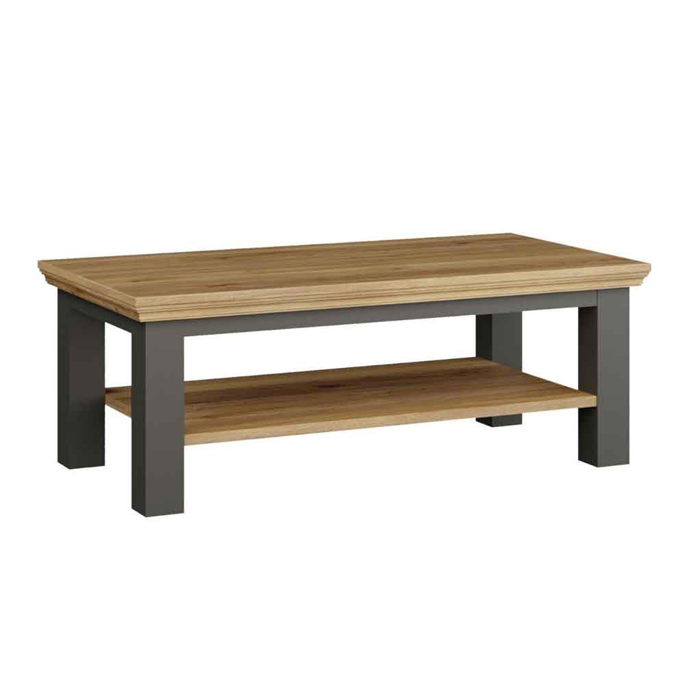 Parenzo Rectangular Wooden Coffee Table in Wolfram Grey and Mauvella Oak
