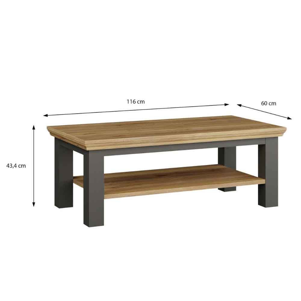 Parenzo Rectangular Wooden Coffee Table in Wolfram Grey and Mauvella Oak