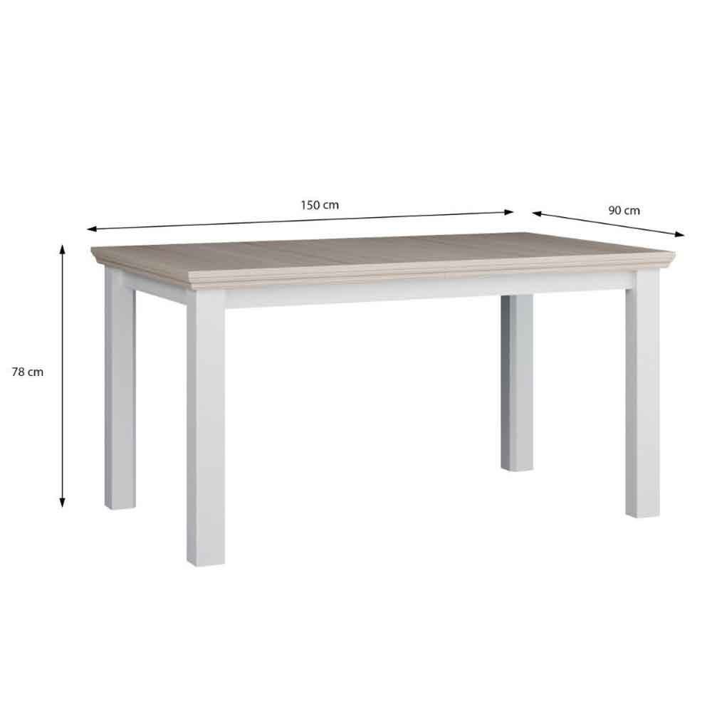 Parenzo Rectangular Wooden Dining Table in White and Riva Oak