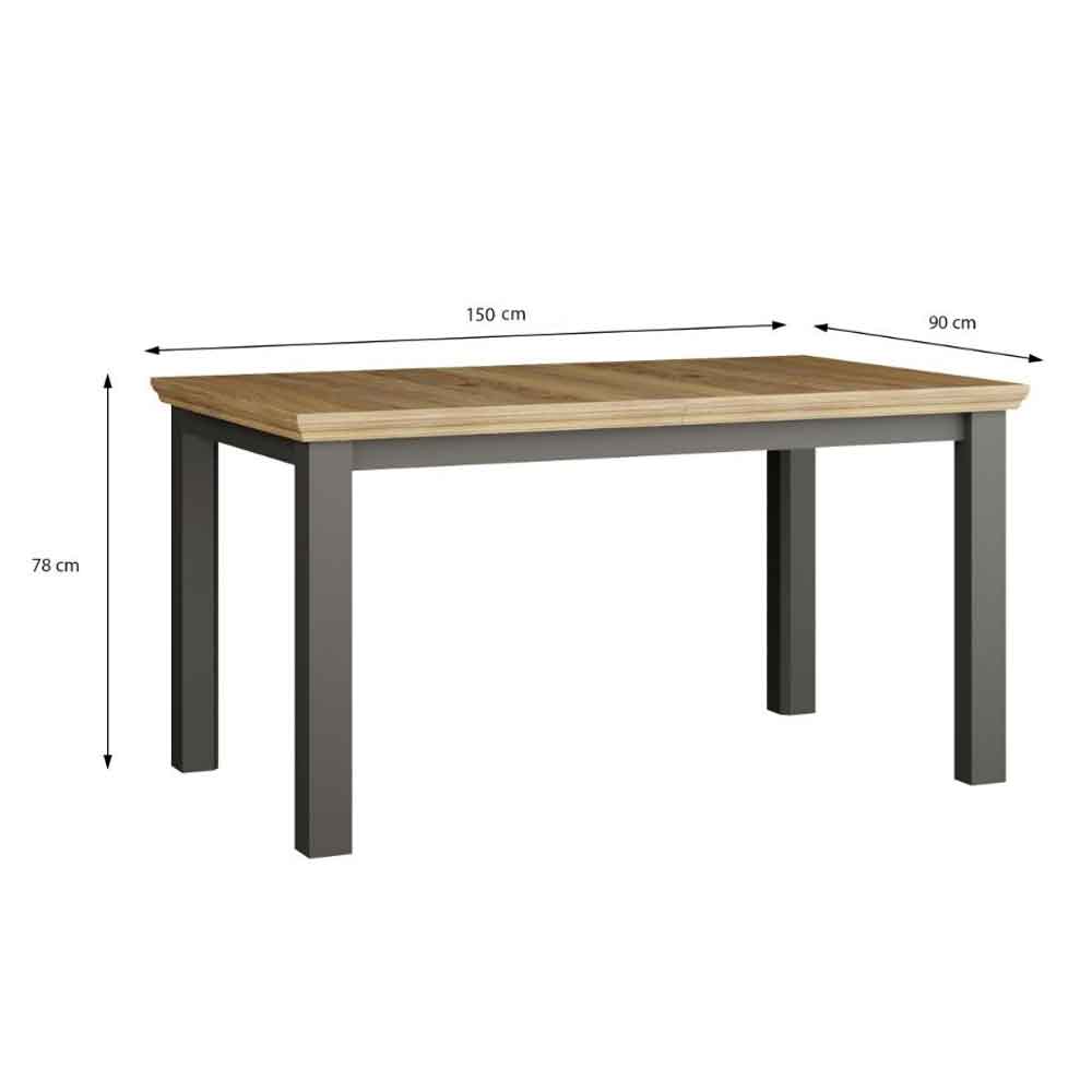 Parenzo Rectangular Wooden Dining Table in Wolfram Grey and Mauvella Oak