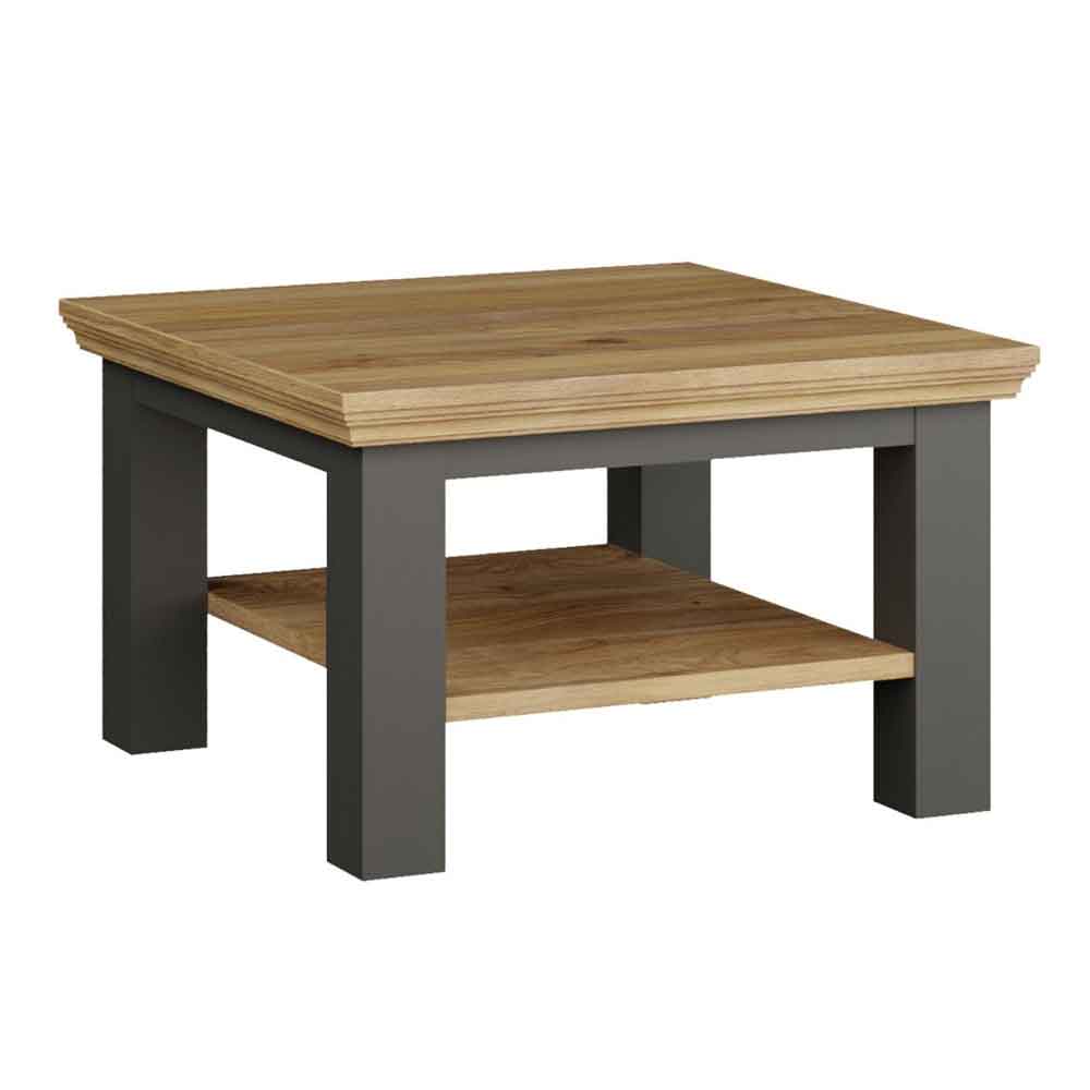 Parenzo Square Wooden Coffee Table in White and Riva Oak