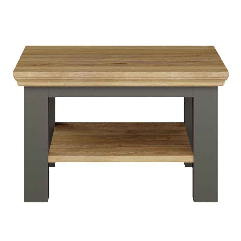 Parenzo Square Wooden Coffee Table in White and Riva Oak