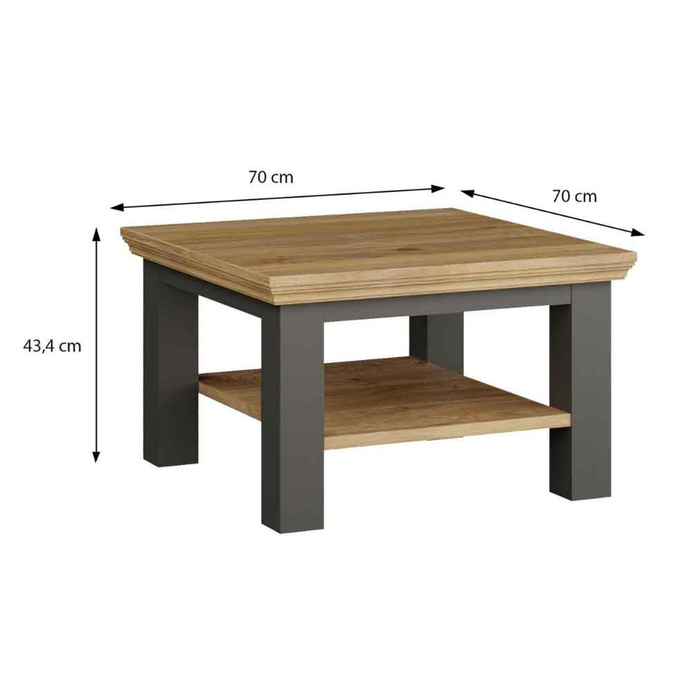 Parenzo Square Wooden Coffee Table in White and Riva Oak
