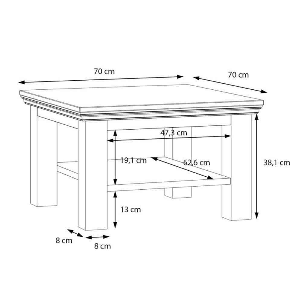 Parenzo Square Wooden Coffee Table in White and Riva Oak
