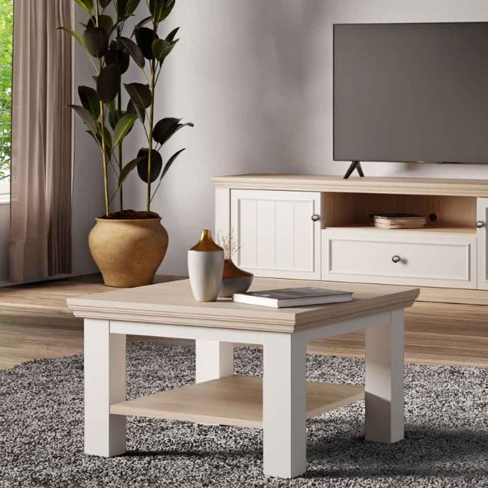 Parenzo Square Wooden Coffee Table in Wolfram Grey and Mauvella Oak