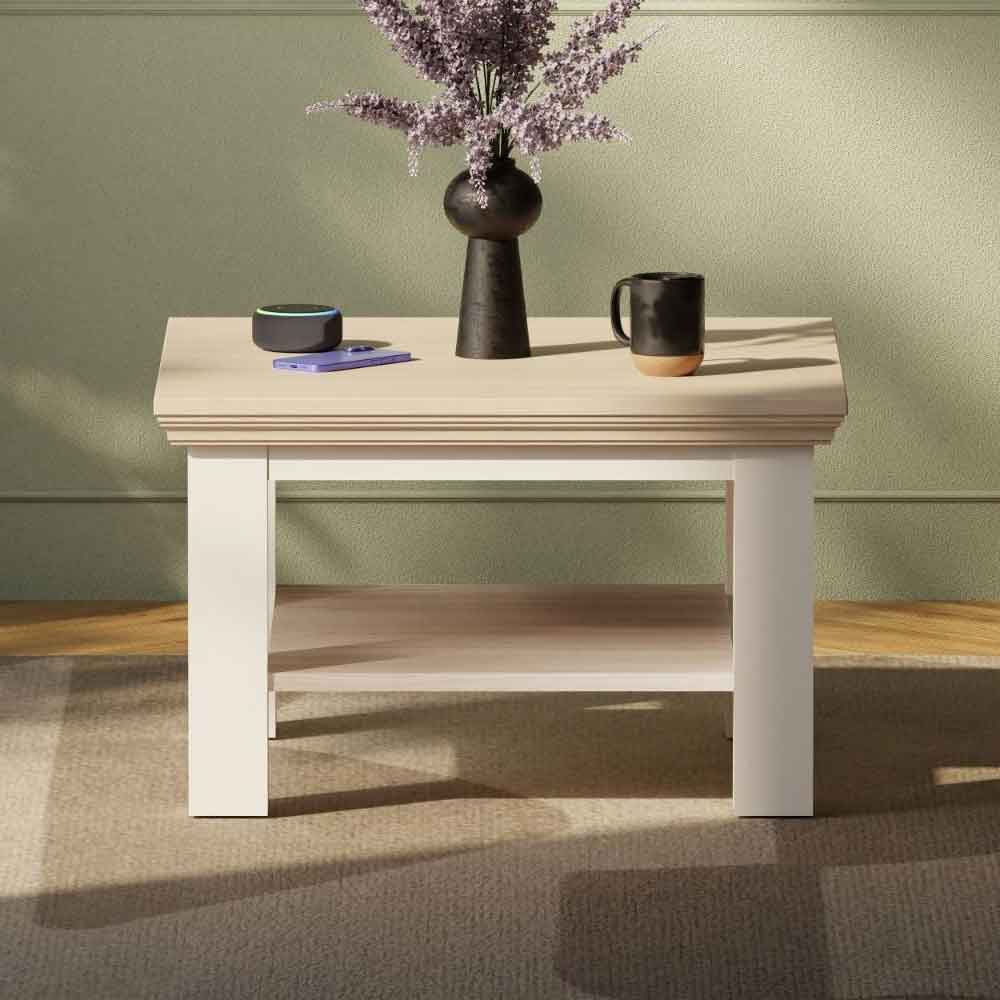 Parenzo Square Wooden Coffee Table in Wolfram Grey and Mauvella Oak
