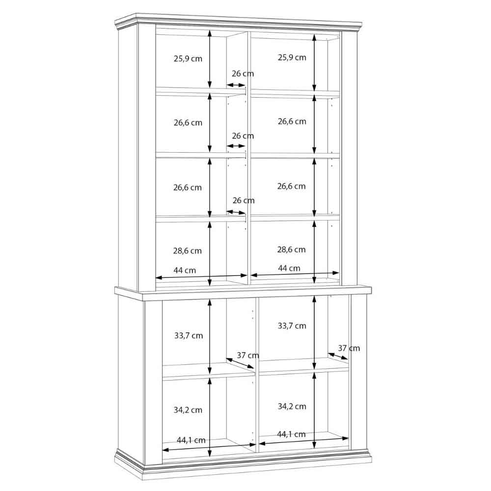 Parenzo Wooden Display Cabinet with 4 Doors in White and Riva Oak