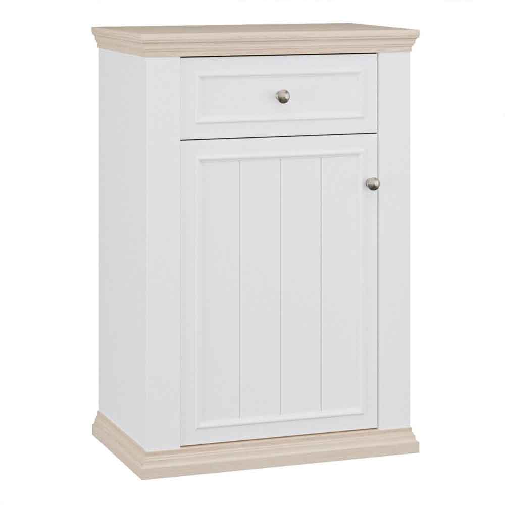 Parenzo Wooden Shoe Storage Cabinet in White and Riva Oak