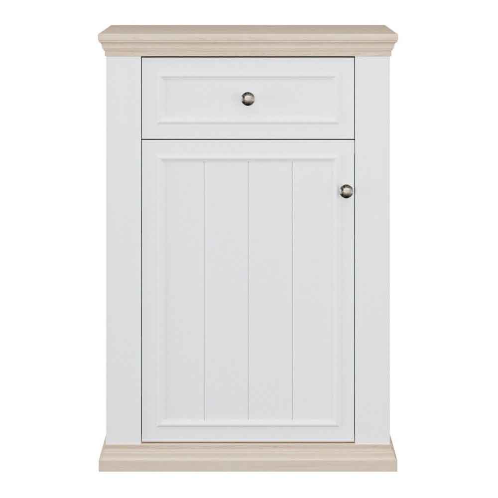 Parenzo Wooden Shoe Storage Cabinet in White and Riva Oak