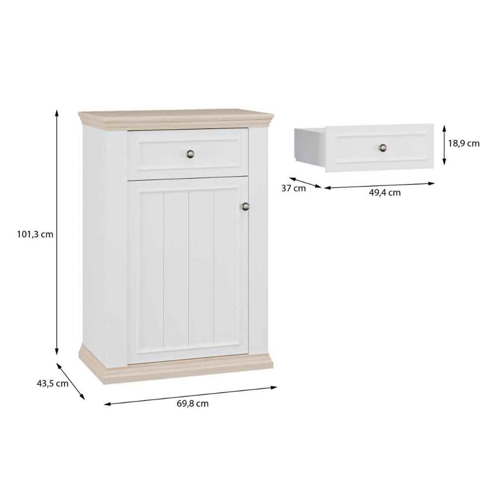 Parenzo Wooden Shoe Storage Cabinet in White and Riva Oak
