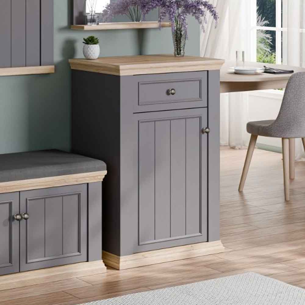 Parenzo Wooden Shoe Storage Cabinet in Wolfram Grey and Mauvella Oak