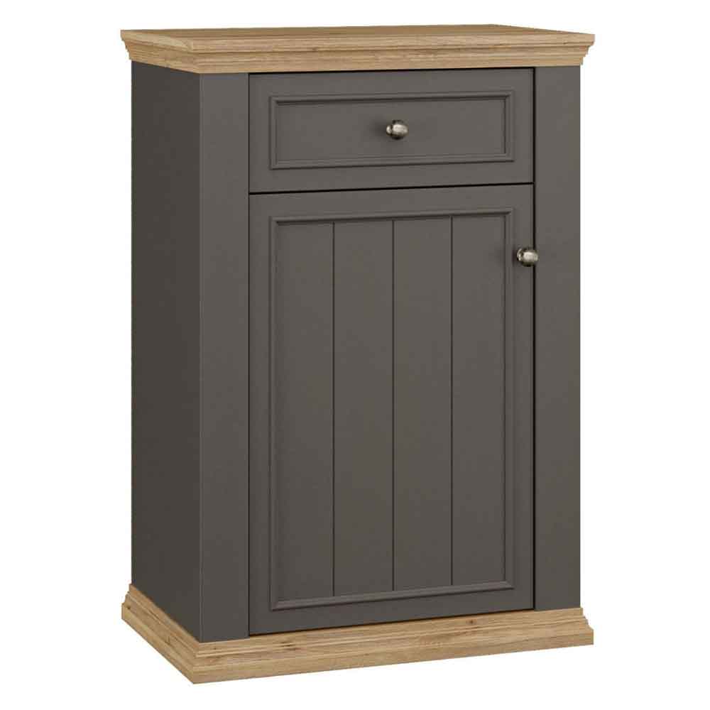 Parenzo Wooden Shoe Storage Cabinet in Wolfram Grey and Mauvella Oak