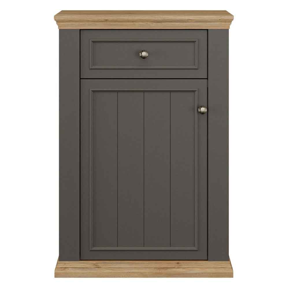 Parenzo Wooden Shoe Storage Cabinet in Wolfram Grey and Mauvella Oak